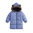 thumbnail image 1 of Fancifize Winter Warm Puffer Coat for Girls, Sherpa Fleece Lined Fuzzy Hooded Jacket Outerwear with Pockets 1-10 Years, Black, 1 of 5