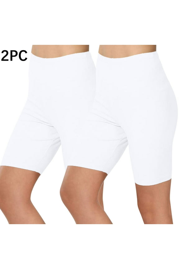 Women 2 Pack 5 Inch Yoga Shorts Plus Size Workout Leggings High Waist Compression Bike Shorts For Fitness Training Travel XXXL,White