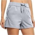 thumbnail image 1 of Fancifize Women 3 Inch Workout Shorts Drawstring Waist Athletic Shorts for Running Training Summer Outfits M,Gray, 1 of 3