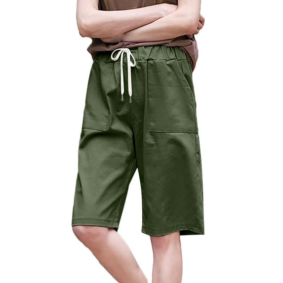 Fancifize Women Bermuda Shorts Straight Leg Elastic Waist Lightweight Summer Shorts With Pockets for Office Weekend Brunch XL,Army Green
