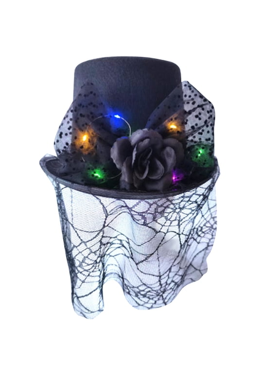 Women Flower Decor Bowler Fedora Hat with Veil Halloween Party Cap Vintage 1920s Steampunk Top Hats Victorian Veil Hats for Women