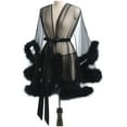 thumbnail image 1 of Fancifize Women Kimono Robe Sexy Sheer Mesh Furry Robe Lingerie Bridal Robes for Women Tulle Robe Bathrobe Nightgown, 1 of 4