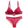 thumbnail image 1 of Fancifize Women Lace Bra Sets Wirefree Bralette & Panty Sheer Mesh For Anniversary Getaway Matching Red Black Nude Colors, 1 of 2