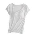 thumbnail image 1 of Fancifize Women Modal pajamas Top With Built in Shelf Bra Summer Nightwear Crew Neck Short Sleeve Loungewear Casual Soft T-Shirt M-4XL, 1 of 5