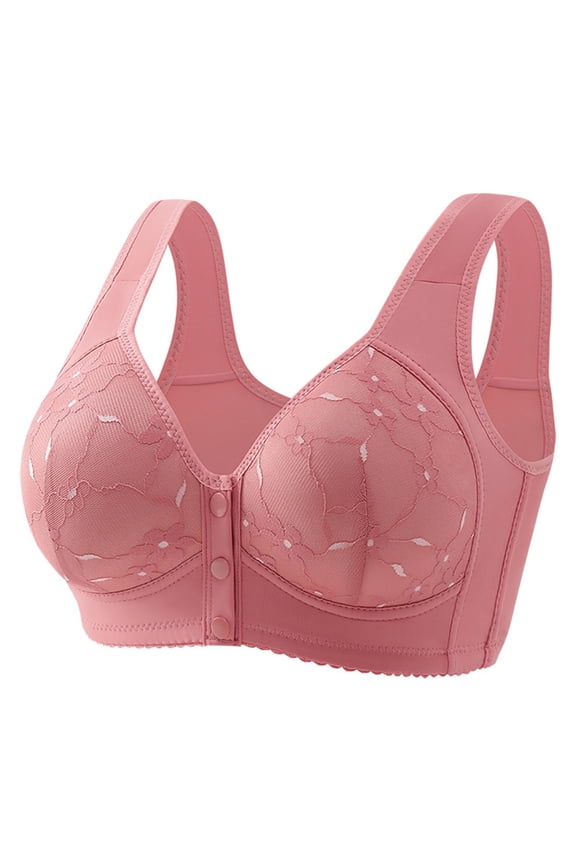 Women No Underwire Daisy Bras Seamless Front Closure Bra Full Coverage Push Up Comfortable Everyday Brassiere