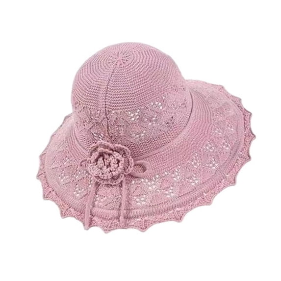 Fancifize Women Panama Straw Hats Wide Brim Breathable Sun Protection Beach Vacation Outdoor Fishing Sunshade Hat