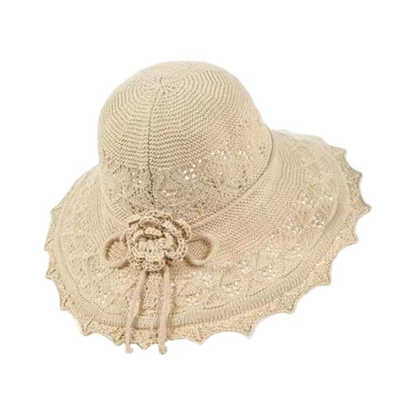 Fancifize Women Panama Straw Hats Wide Brim Breathable Sun Protection Beach Vacation Outdoor Fishing Sunshade Hat