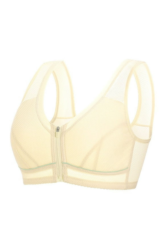 Women Plus Size Front Closure Bras Wirefree Wide Band Posture Support Bra Easy Wear For Elderly Women D-G Cup