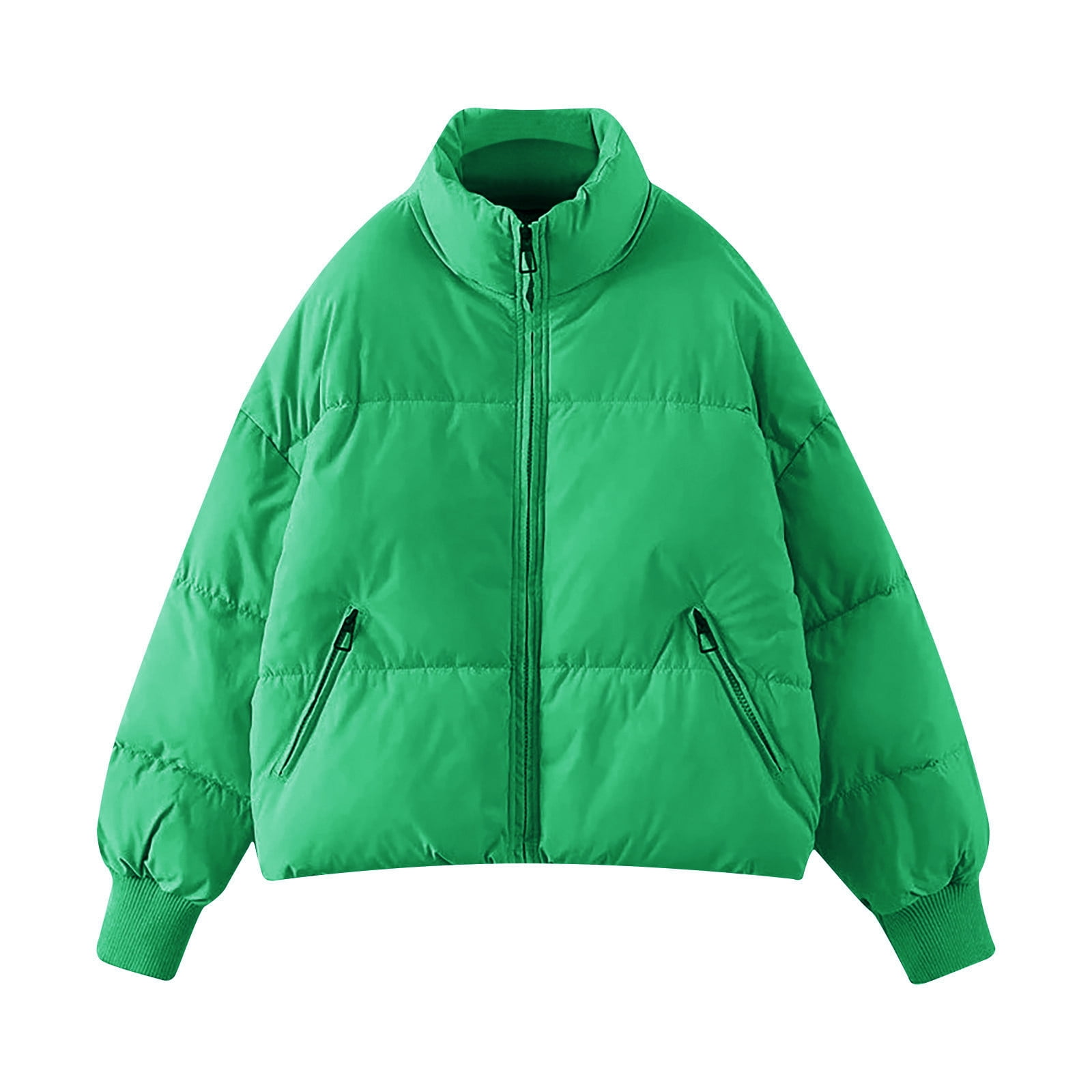 Liacowi Women's Crop Puffer Coat Solid Color Stand Collar Liacowi Women's Crop Puffer Coat Solid Color Stand Collar