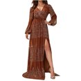 thumbnail image 1 of Fancifize Women Sexy Elegant Sequin Maxi Dress Deep V Neck Empire Waist Mermaid Formal Party Gowns Evening Dress Shimmery Side Slit Long Evening Dresses, 1 of 3