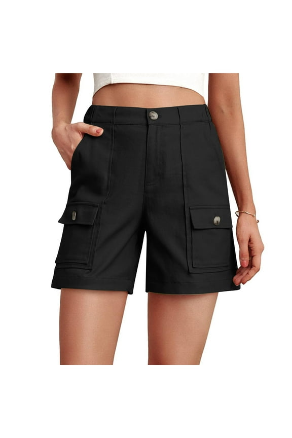 Women Trendy Cargo Shorts Multi Pocket Workwear Utility Shorts Carpenter Style Streetwear Outfit For Concerts L,Black