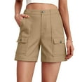 thumbnail image 1 of Fancifize Women Trendy Cargo Shorts Multi Pocket Workwear Utility Shorts Carpenter Style Streetwear Outfit For Concerts L,Khaki, 1 of 7