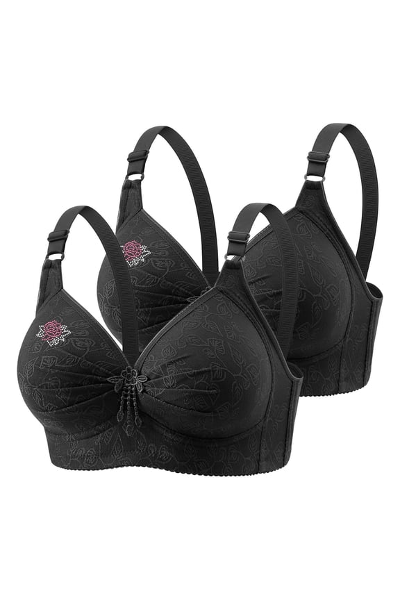 Women Wirefree Push-Up Bras Breathable 3D Foam Cups Everyday Bra 2-Pack Office To Dinner Date Set