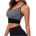 thumbnail image 1 of Fancifize Women Yoga Sleeveless Tshirts Workout Scoop Neck Striped Racerback Cropped Tank Tops Casual Slim Camisole, 1 of 6