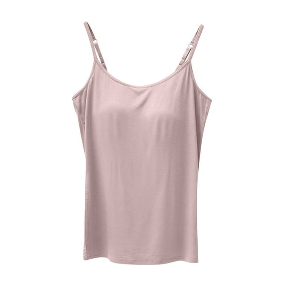Fancifize Women's Camisole Built in Bra Wireless Support Cami Tank Top Womens Spaghetti Strap Padded Camisole Yoga Tanks Tops