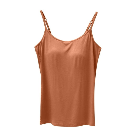 Fancifize Women's Camisole Built in Bra Wireless Support Cami Tank Top Womens Spaghetti Strap Padded Camisole Yoga Tanks Tops