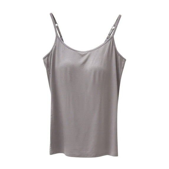 Fancifize Women's Camisole Built in Bra Wireless Support Cami Tank Top Womens Spaghetti Strap Padded Camisole Yoga Tanks Tops