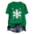 thumbnail image 1 of Fancifize Women's Christmas Graphic T Shirts Crewneck Short Sleeve Xmas Print Tee Cute Trendy Holiday Tops,Green, 1 of 5