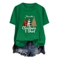 thumbnail image 1 of Fancifize Women's Christmas Graphic T Shirts Crewneck Short Sleeve Xmas Print Tee Cute Trendy Holiday Tops,Green, 1 of 4
