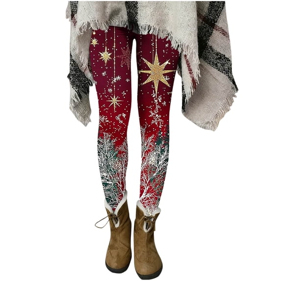 Fancifize Women's Christmas Leggings High Waist Stretch Slim Yoga Pants Xmas Holiday Wokrout Trousers