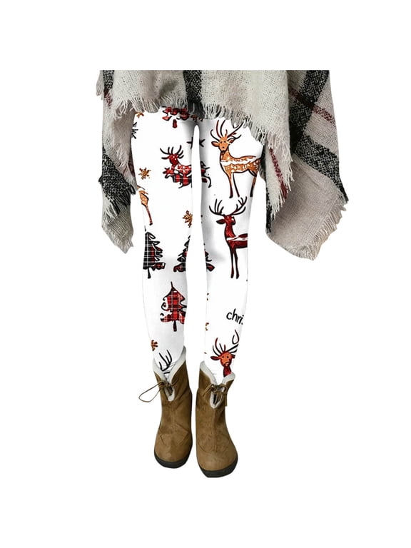 Women's Christmas Leggings High Waist Stretch Slim Yoga Pants Xmas Holiday Wokrout Trousers