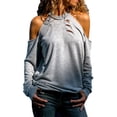 thumbnail image 1 of Fancifize Women's Cold Shoulder Shirts Long Sleeve Crew Neck Pullover Tops Hollow Out Causal Fall Fashion Nightwear, 1 of 1