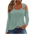 thumbnail image 1 of Fancifize Women's Cold Shoulder Tunic Tops Long Sleeve Casual Textured Blouse Elegant Dressy Shirt Fall Fashion Outfits, 1 of 5