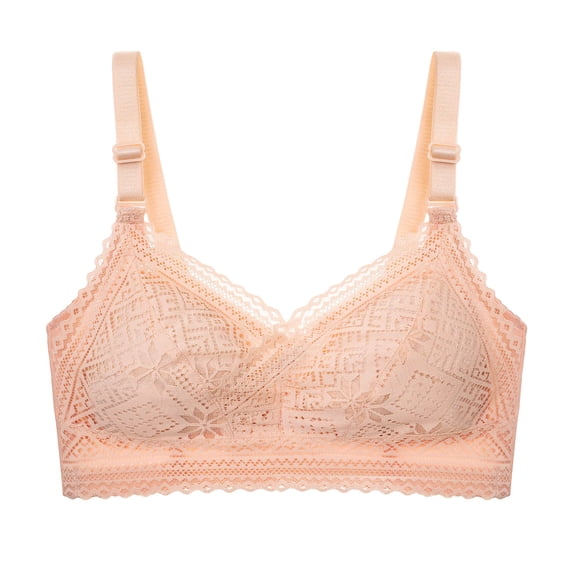 Fancifize Women's Comfort Wirefree Lace Bra Lightly Lined Longline Bralette Breathable Comfort Wireless Bra for Everyday Wear
