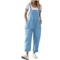 thumbnail image 1 of Fancifize Women's Cotton Linen Jumpsuits Casual Loose Adjustable Straps High Waist Baggy Overalls Pants Romper with Pockets, 1 of 5