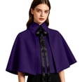 thumbnail image 1 of Fancifize Women's Halloween Shawl Gothic Medieval Renaissance Stand Collar Short Cloak Wraps with Tie for Party Holiday,Purple, 1 of 1