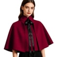 thumbnail image 1 of Fancifize Women's Halloween Shawl Gothic Medieval Renaissance Stand Collar Short Cloak Wraps with Tie for Party Holiday,Red, 1 of 1