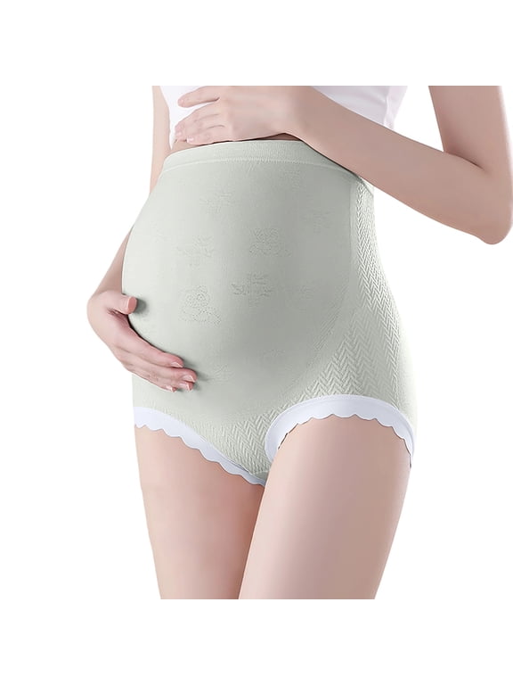 Women's Maternity High Waist Underwear Soft Cozy Seamless Brief Panties Shapewear Over Bump for Pregnancy,Green