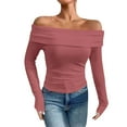 thumbnail image 1 of Fancifize Women's Off Shoulder Tops Long Sleeve Casual Dressy Blouse Slim Fit Elegant Shirt Fall Trendy Outfits, 1 of 5