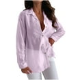 thumbnail image 1 of Fancifize Women's Rhinestone Button Down Shirt - Long Sleeve Collared Party Top Semi-Sheer Everyday/Office Wear,L,Pink, 1 of 8