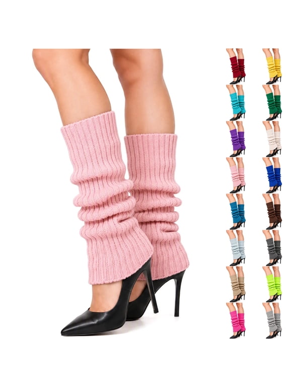 Women's Ribbed Knit Leg Warmers, Cozy Stretchy Solid Color Socks, Winter Trendy Warm Leg Covers