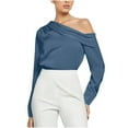 thumbnail image 1 of Fancifize Women's Satin Silk Tops Casual Off Shoulder Dressy Blouse Long Sleeve Elegant Shirt Fall Fashion Outfits, 1 of 5