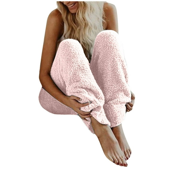 Fancifize Women's Warm Plush Pajama Pants Winter Cozy Soft Sherpa Fluffy Loungewear Comfy Fuzzy Lounge Pants Fleece Bottoms Sleepwear