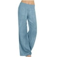 thumbnail image 1 of Fancifize Women's Wide Leg Palazzo Lounge Pants Light Weight Loose Comfy Casual Pants Denim Print Loose Fit Pant Trouser, 1 of 5