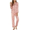 thumbnail image 1 of Fancifize Womens 2 Piece Pajamas Set Long Sleeve Button Front Shirt and Pant Sleepwear Cute Print Loungewear Sets Casual PJ's with Pockets, 1 of 4