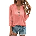 thumbnail image 1 of Fancifize Womens 3/4 Sleeve Shirts Button V Neck Pullover Tops Casual Loose Blouses Lightweight Fall Winter Outfits Clothes, 1 of 5