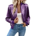 thumbnail image 1 of Fancifize Womens Bomber Jacket Trendy Zip Up Casual Cropped Jackets Lightweight Fall Outerwear Coat with Pockets, 1 of 5