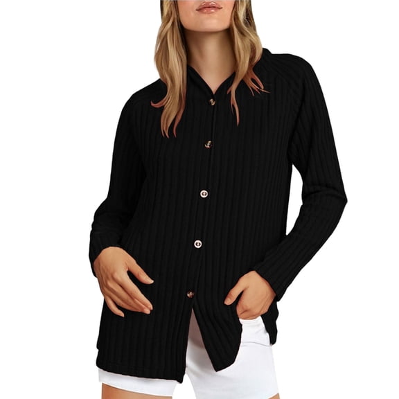Fancifize Womens Button Down Sweatshirt Soft Ribbed Knit Hoodies Long Sleeve Casual Top Fall Fashion Sweater Outfits