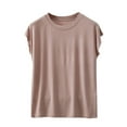 thumbnail image 1 of Fancifize Womens Cap Sleeve Shirts Crew Neck Casual Athletic Tops Lightweight Basic Tees Summer Loose Clothes, 1 of 5