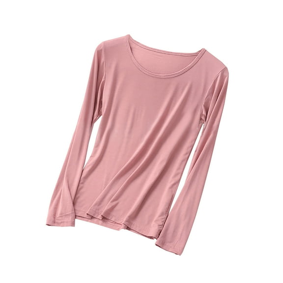 Fancifize Womens Casual Long Sleeve Basic Pajama Tops Crew Neck Comfy Loose Shirts Workout Loungewear