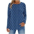 thumbnail image 1 of Fancifize Womens Crewneck Long Sleeve Tops Casual Polka Dots Pullover Tshirts Loose Fall Fashion Outfits, 1 of 5