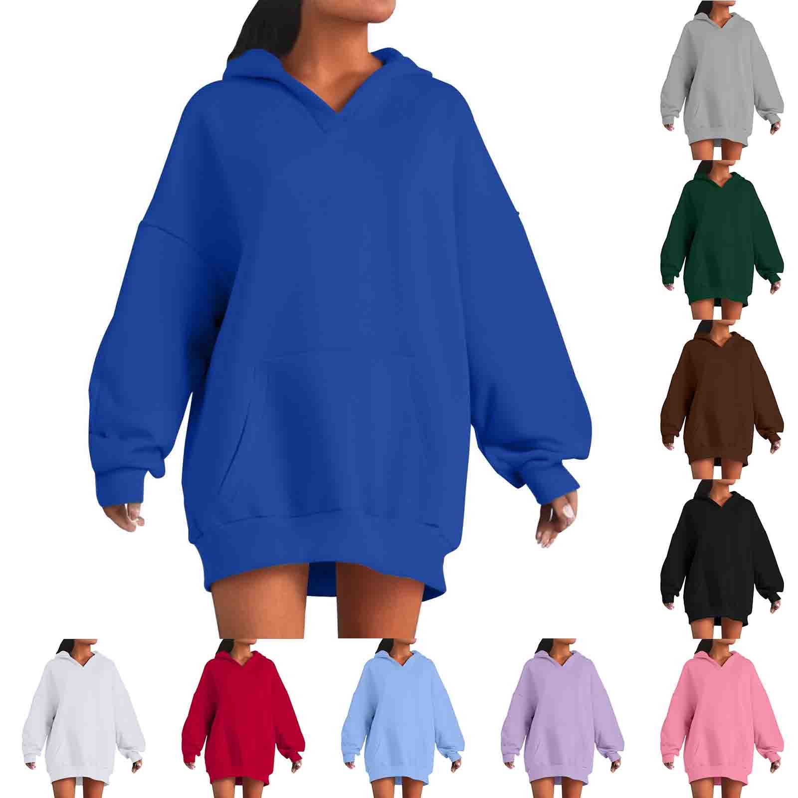 Fancifize Womens Fleece Hoodies Soft Casual Hooded Sweatshirts Y2K Fall ...