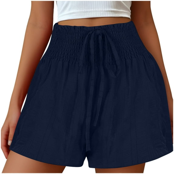 Fancifize Womens High Waist Casual Shorts 2024 Summer Bermuda Shorts Cute Comfy Baggy Shorts Loose Fit Drawstring Short Pants Prime Day Clearance