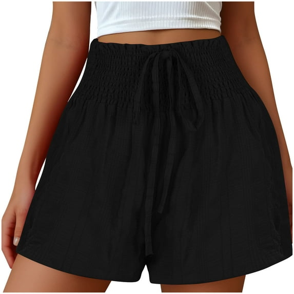 Fancifize Womens High Waist Casual Shorts 2024 Summer Bermuda Shorts Cute Comfy Baggy Shorts Loose Fit Drawstring Short Pants Prime Day Clearance