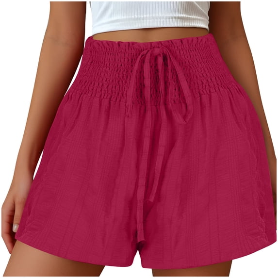 Fancifize Womens High Waist Casual Shorts 2024 Summer Bermuda Shorts Cute Comfy Baggy Shorts Loose Fit Drawstring Short Pants Prime Day Clearance