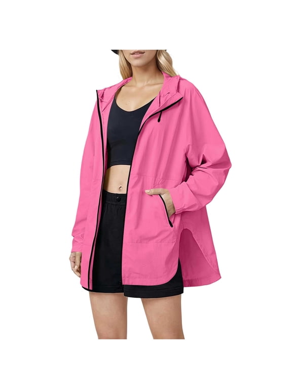Womens Lightweight Jackets Sun Protection Casual Jacket Long Sleeve Zip Up Breathable Outwear Spring Summer Clothes with Pockets